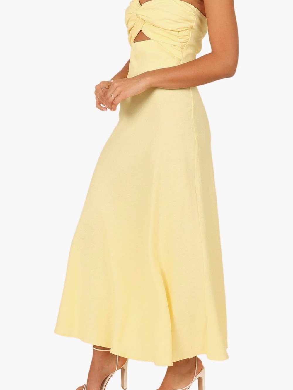 Petal & Pup Rosetta Cutout Cotton and Linen Strapless Dress